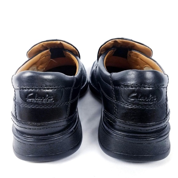 Clarks Mens Loafers Shoes Size 8.5 M Black Leather - Picture 5 of 8